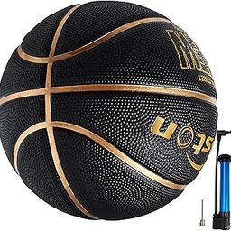 Senston Rubber Basketball 29.5" Basketball Outdoor Indoor Mens Basketball Ball Official Size 7 Outdoor/Indoor Game Basket Ball,Black-23