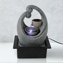 Heart Home Polyresin Serenity Circle Water Fountain for Home | Living Room, Office, Reception Fountain for Home Decor Waterfall | Antique Indoor Fountain Showpiece | Multicolor-FV809-image-9