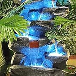 Big Bulk 6 Steps 6 Layer Big Stone Look Fiber Fountain for Home Decor/Living Room/Hall/Office/Garden/Puja Room Indoor Outdoor (Grey: 55 x 40 x105 cm)-image-86