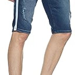 Men Torn Jeans with Side Stripe Short-image-11