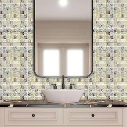 K & B MOSAIC Damasco Yellow & White Glass Mosaic Tiles | 30x30 cm Decorative Wall Tiles for Kitchen Backsplash, Bathroom & Living Room | Handmade Modern Glass Mosaic Design (Pack of 1)-image-22