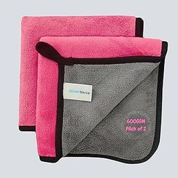 Gleamverse Maxiabsorb 600 GSM Microfiber Cleaning Towel – 40x40 cm, Dual Color, | Ultra Soft, Lint-Free, Super Absorbent Cloth for Car, Bike, Home, Kitchen, Washing & Drying (Pack of 2) (Pink)-image-54