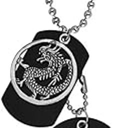 Military Dogtag Fantasy Dragon Gothic Pendant Necklace Chain Jewelry Gift For Men & Women Silver, Black Zinc, Metal SPn202110076-image-19