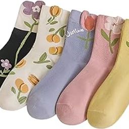 Women's Cotton Blend Ankle Length Socks-Multicolor-Free Size-Pack of 5-23