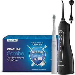 ORACURA® Daily Care Combo Water Flosser® OC150 Black & Sonic Lite Battery Operated Electric Toothbrush SB100 Grey-1