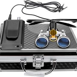 3.5x420 Loupes Magnifier Magnification Binocular 5W Headlamp Belt Clip Type Case (Black)-image-84