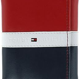Men's Leather Trifold Wallet, Red/White/Blue, One Size-picture-13