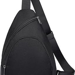 Unisex Zoon Sling Bag Crossbody Sling Backpack Hiking Daypack, Vertical Stripe Sling Bag With Front Raised Pocket Travel One Shoulder Chest Bag, Black-14