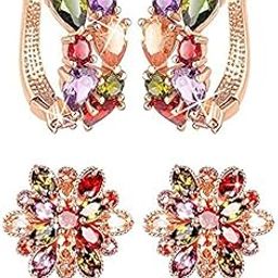 Jewellery Earrings for Women Combo Set of Two Multi-Color Crystal earings ear rings for Girls and Women-48