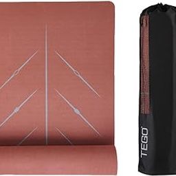 TEGO CORE Yoga Mat with GuideAlign - Extra Large, Extra 8mm thick, Comes with Yoga Mat Holder Bag 72x26 Inch-Exercise, Anti Slip, Grippy for men,women,kids… (26 x 72 Inches, Brick Grey)-image-97
