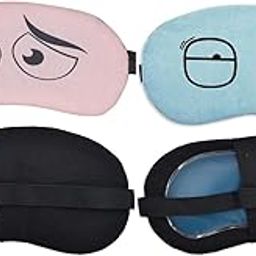 soneev mart Fabric Eye Mask For Sleeping Men Women With Cooling Gel For Night Deep Sleep, Dark Circles, Puffy Eye's, Dry Eyes And Eye Fatigue (Pink-Cat, Blue-Square)-picture-6
