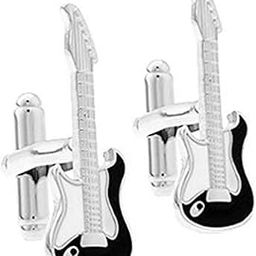 Silver Plated Black Stylish Guitar Cufflinks for Men Boys Wedding Business Gift-image-38