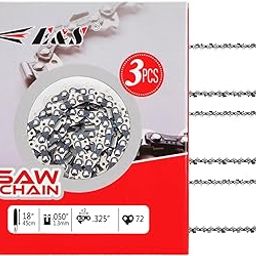 E & S 3 Pack 18 Inch Chainsaw Chain .325" Pitch .050" Gauge 72 Drive Links Semi-Chisel Chain Saw Chains for Husqvarna, Poulan, Craftsman, Greenworks and More Chainsaw Brands-image-68