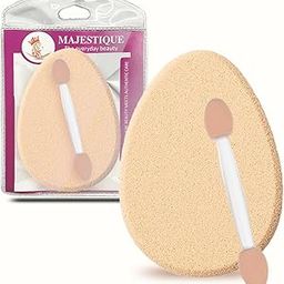 Majestique Flat Oval cream Makeup Sponge, Beauty Face Primer Compact Powder Puff, Blender Sponge, Sensitive and All Skin Types For Women and Girls Makeup Artists with - 1 Sponge, 1 Cosmetic Stick-39