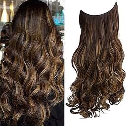 Hair Extensions with Invisible Transparent Wire Adjustable Size Removable Secure Clips in Curly Wavy Hidden Crown Secret Hairpiece for Women-image-14