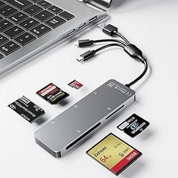 Memory Stick pro Duo Adapter 5-in-1 Multi Memory Card Reader Supports SD/TF/CF/MS/XD Picture Card for PC/USB-C/iPhone, Lightning+USB A+USB C Memory Stick pro Duo Reader for iPhone-image-71