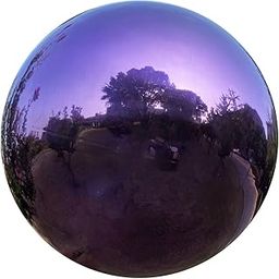 MenggieTone Premium Stainless Steel Gazing Globe Mirror Ball - Brilliant Purple Finish, Weather-Resistant, 8-inch Diameter-1
