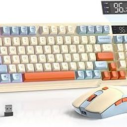 FREEWOLF x ZIYOULANG M96 Gaming Keyboard Mouse Set, 2 in 1 Membrane Keyboard, Wireless 2.4G/Bluetooth 2 Mode Connection, 94 Keys, Numeric Keypad, RGB, MAC, Windows, Linux, Multimedia Knob, Electronic-image-11