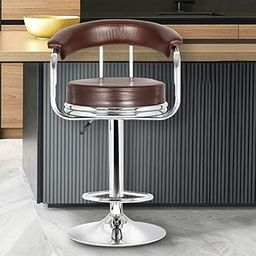 KRISHTHA Classic Height Adjustable & Revolving Bar Stool/Kitchen Chair, Brown-image-93