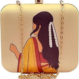Printed Box Clutch Purse - Sling Bag - Crossbody Handbag - Detachable Golden Chain Strap - Fashion Purse-image-32