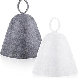 Lnngub 2 Pack Sauna Hat,Felt Sauna Cap Banya Hat High Absorbent Sauna Hat for Women Men Steam Bath Sauna Accessories (White,Gray)-image-83