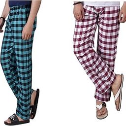 Comfortable and Stylish Cotton Check Pyjama for Men - Stay Cozy All Day Night! Pack of 2, (Free Size, Multicolor LDS11469)-image-32