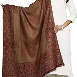Ravaiyaa - Attitude is everything Soft and Warm Winter Wool Shawl, Indian Stylish Jamawar Paisley Pattern Kashmiri Shawl, Wrap, Faux Pashmina For Women's (Brown)-picture-16