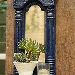 CULTURWAY Classic Wooden Rectangular Wall Hanging Jharokha Framed Wall Mount Mirror for Living Room, Bedroom, Home Decor (52x18.5x10 cms)-image-121