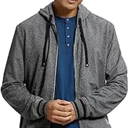 jockey UM05 Men's Super Combed Cotton French Terry Hoodie Jacket with Ribbed Cuffs and Convenient Side Pockets-picture-2