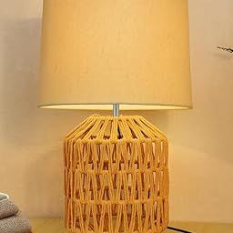 Homesake® Seagrass Weave Table Lamp Coastal Cottage Bedside Desk Nightstand Lamp Light for Home Bedroom Living Room Office College Bookcase Natural Handmade Oval, (Jute)-image-12
