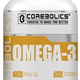 COREBOLICS OMEGA-3 1000 mg Fish Oil for Men & Women | 180 mg EPA | 120 mg DHA | 60 capsules | Improves Joint and Heart Health-image-82
