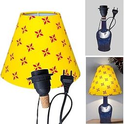 Woodooz Home Decor ® bottle lamp shade with lamp kit to upcycle old wine bottles to table lamp | Plug and play cork stopper lamp kit with lamp shade (Red Motif, 10 in dia lampshade)-image-40