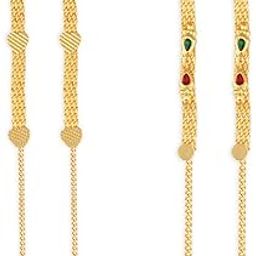 Vivastri's 1gram gold Plated Kanchain earcuff Combo(Pack Of 2) Ear Thread for Women & Girls-image-20