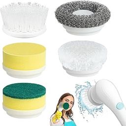 Serplex® 5Pcs Electric Spin Scrubber Replacement Brush Heads, Electric Cleaning Brush Head for Cordless Rotary Scrubber, Replacement Brush Heads for Cordless Spin Scrubber (Only Cleaning Brush Head)-image-2