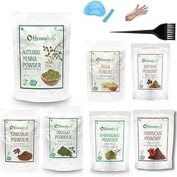 Amla, Reetha, Shikakai, Bhringraj and Hibiscus Powder with Henna and Indigo powder for Hair Care | Combo Pack of 7 | Each 200g-image-40