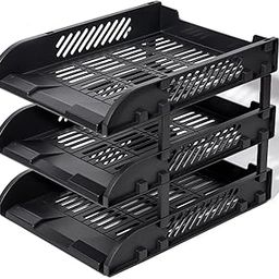 deli 9217ES 3-Compartment File Rack for Office Files/Letter/Document Desk Organizer File Tray, Basket - Black-picture-3