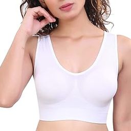 Women’s Air Bra, Sports Bra, Stretchable Non-Padded Seamless Bra, White-52