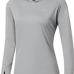 Women's UPF 50+ Sun Protection Hoodie SPF Shirt Long Sleeve Hiking Fishing Outdoor Shirt Lightweight Hoodie Gray L-image-33