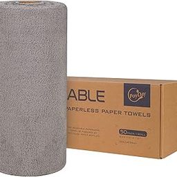 Reusable Paper Towels Washable Roll: 50Pack Paperless Paper Towels Tear Away 12x12In Absorbent Cloth Towels Reusable Washable for Kitchen Zero Waste (Gray)-image-3