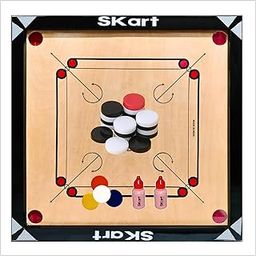 Skart Carrom Board Medium Size (26x26 Inch) with Acrylic Coins, Wooden Coins, 4 Strikers, 2 Powder, Ludo & Snakes Ladder with 2 Goti Sets – for Kids-8