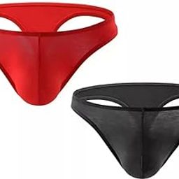 Men's Naughty Polyester Spandex Thongs Free Size Pack of 2 Red & Black-picture-13