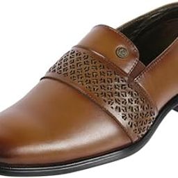 metro Men Leather Formal Laser-Cut Slip-On Shoes-picture-17