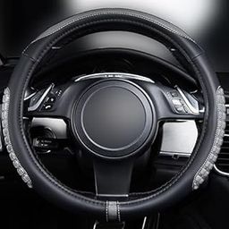 PIKFOS Auto Car Steering Wheel Cover, Breathable, Non-Slip Microfiber Leather Auto Car Steering Wheel Protector, Universal 15 inches, Black-image-22