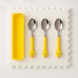 KCK INTERNATIONAL Kid's Cartoon Character 3-Piece Stainless Steel Tableware Set – BPA-Free, Reusable Fork, Spoon & Case | Non-Toxic Travel Cutlery Set for Children – Dining for School (Yellow)-image-77