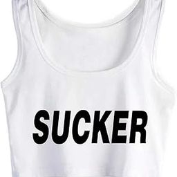 Sucker Woman Slut Crop Top Sleeveless Cotton Vest Tank Top-58