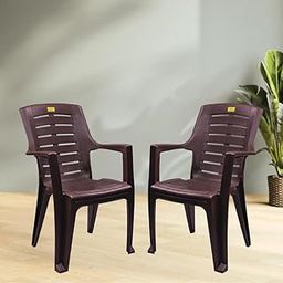 Patiofy Chair for Living Room/Plastic Chair Set of 2/ Plastic Chairs for Living Room, Home, Office/Plastic Chair with Arm Rest/Matte Finish Weight Holding Capacity- 200Kgs (Nebula Pack of 2-Brown)-image-57