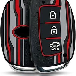 Keycept™ Tristar Key Cover for Hyundai Exter | Creta | Venue | Aura | i20 Elite, Asta | Grand i10 Nios | Xcent and Facelift 3 Button Smart Key. (Black)-picture-14