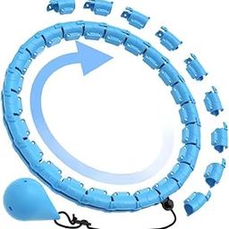 SEAHAVEN Smart Hula Ring Hoops, Weighted Hula Circle 24 Detachable Fitness Ring with 360 Degree Auto-Spinning Ball Gymnastics, Massage, Adult Fitness for Weight Loss (Blue Color)-44