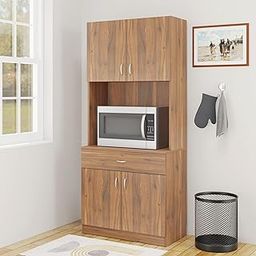 VIKI Furniture | Kitchen Cabinet – Drawer with Doors & Open Shelves, Organizer for Kitchen, Bedroom, Hallway & Living Room (Brussel Walnut – 40D x 80W x 180H cm) | 1 Year Warranty-image-95