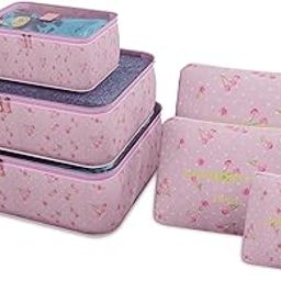 Kuber Industries 6 Pcs Foldable Travel Pouches for Women & Men with Zip | Multi-Size Luggage Organiser Bags for Travel | Packing Cube for Clothes/Shoes/Toiletries | YJ-35-PUR | Cherry - Purple-image-74